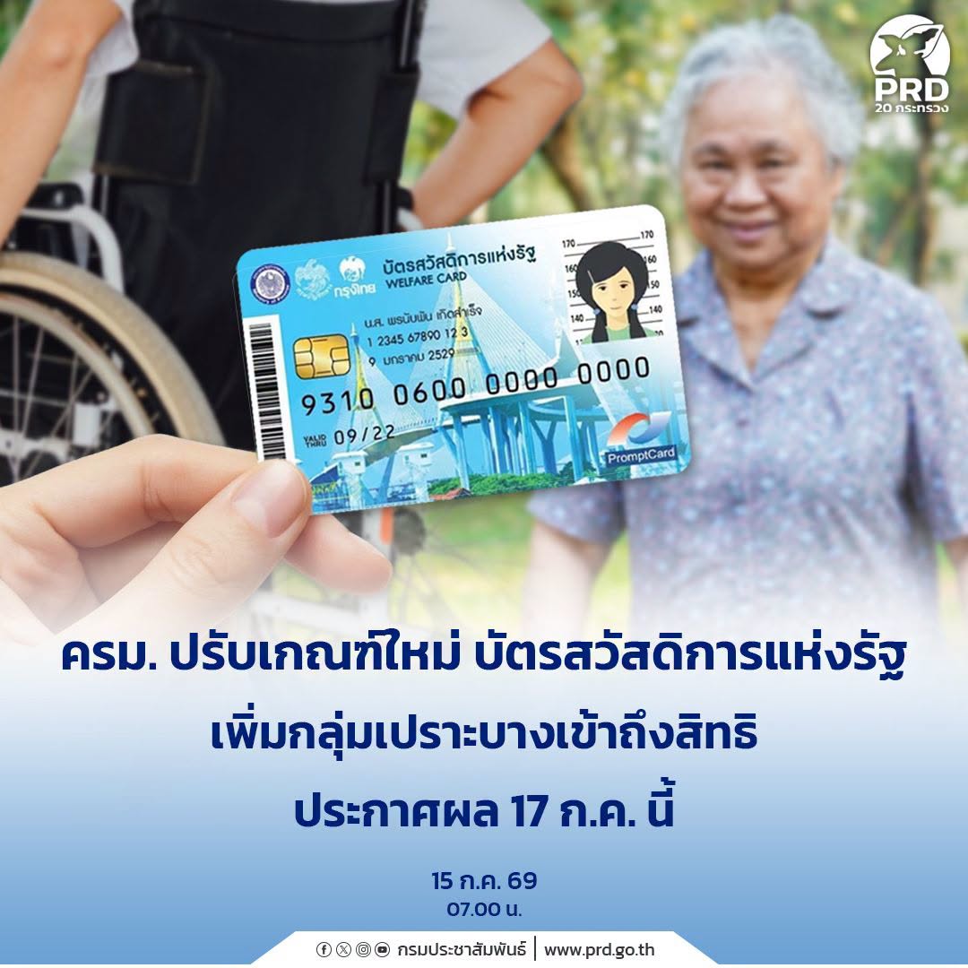 ครม. ปรับเกณฑ์ใหม่ บัตรสวัสดิการแห่งรัฐ เพิ่มกลุ่มเปราะบางเข้าถึงสิทธิ ประกาศผล 17 ก.ค. นี้&nbsp;