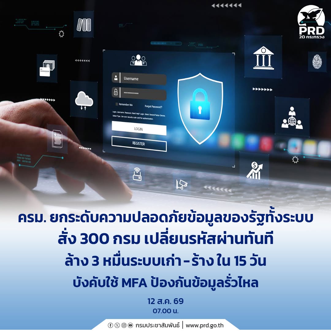ครม. ยกระดับความปลอดภัยข้อมูลภาครัฐ สกัดข้อมูลรั่วไหลทั่วประเทศ